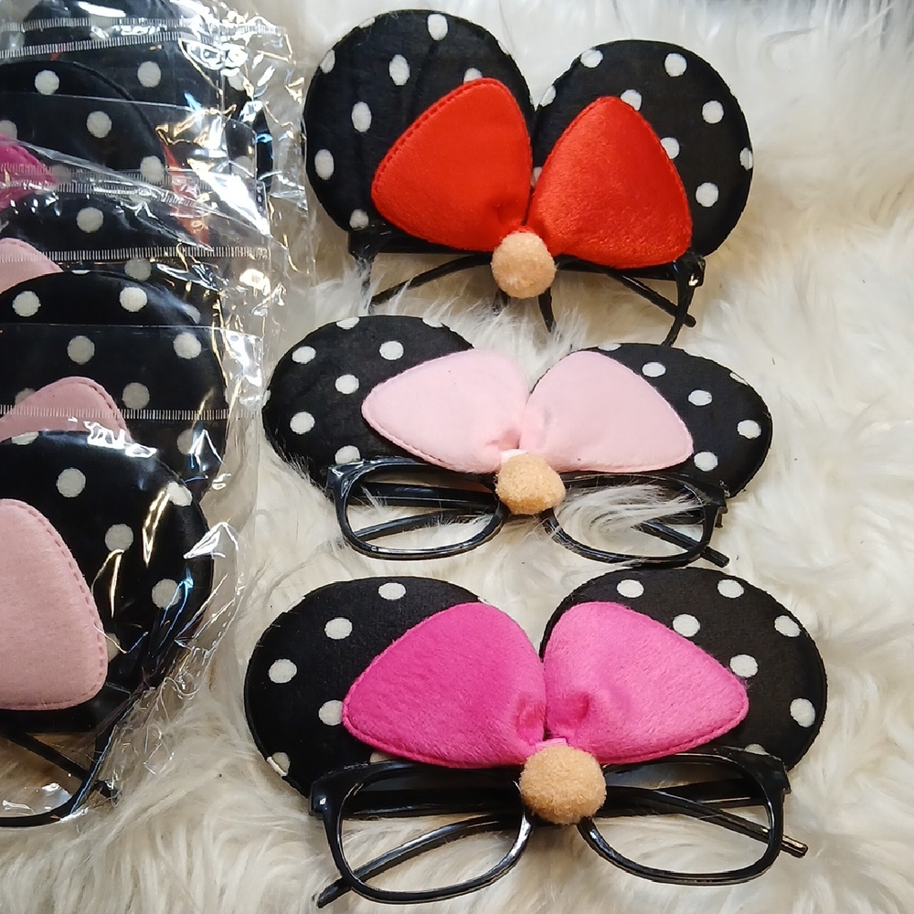 Polka Dot Kids glasses with Red And Pink Bows Set 10